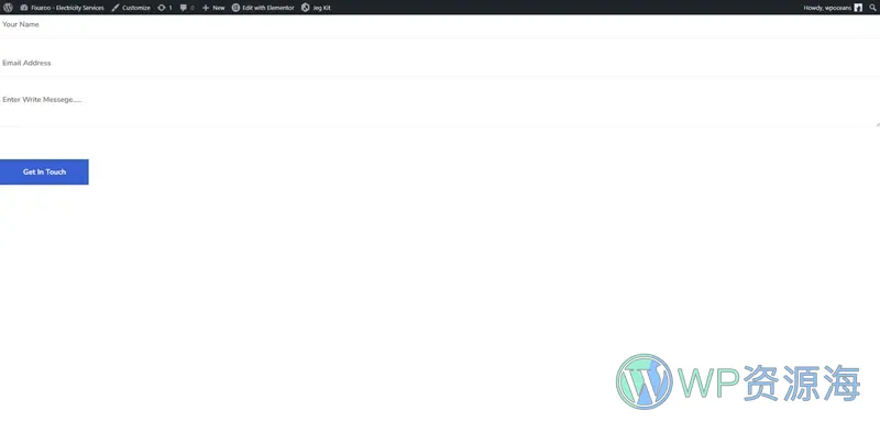 电力维修服务Elementor网站模板_一键导入快速建站插图6-WP资源海 维修 Elementor 模板联系表单预览