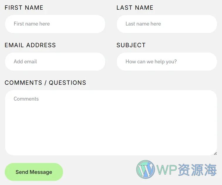 金融/投资 Elementor 模板联系表单预览