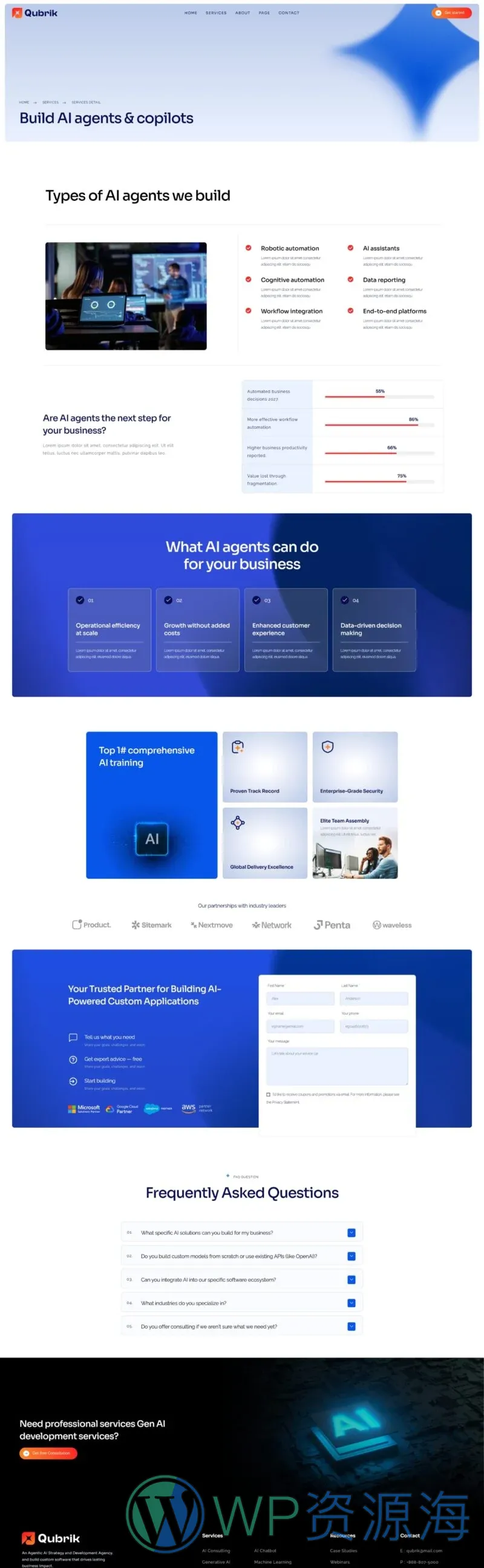 AI开发机构Elementor网站模板_一键导入快速建站插图3-WP资源海 AI Elementor 模板服务详情预览