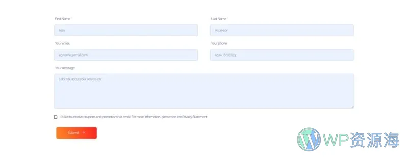 AI开发机构Elementor网站模板_一键导入快速建站插图7-WP资源海 AI Elementor 模板联系表单预览