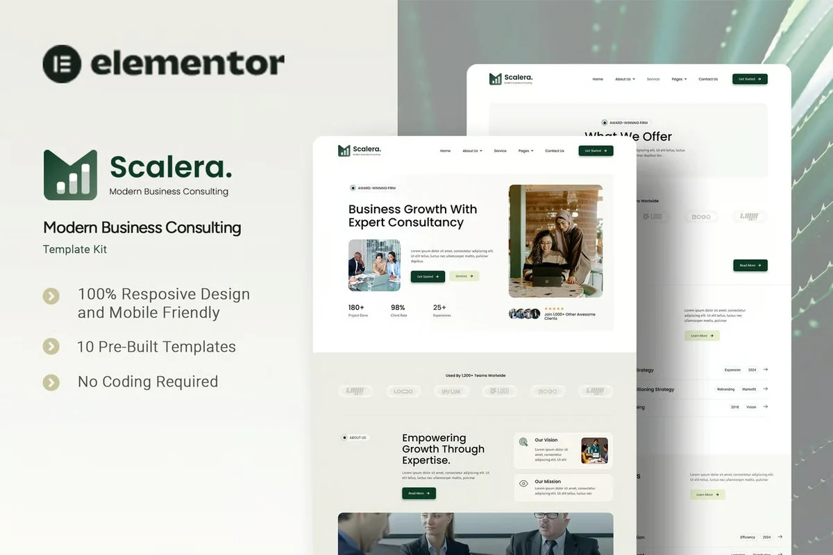 商业咨询Elementor网站模板_一键导入快速建站