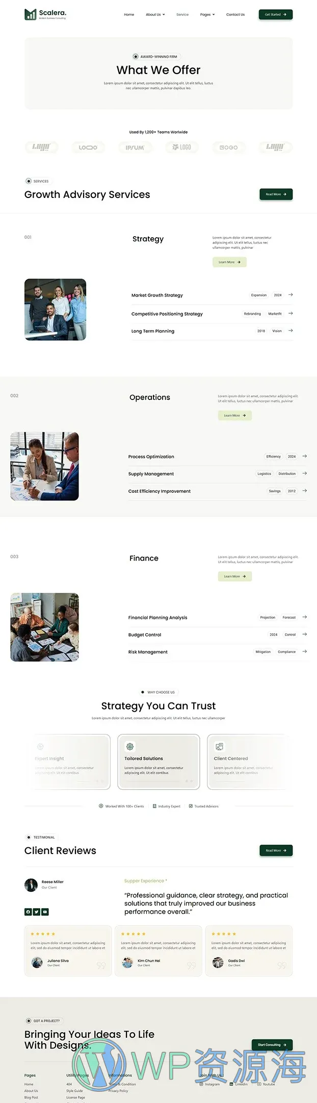商业咨询Elementor网站模板_一键导入快速建站插图2-WP资源海 服务/咨询 Elementor 模板服务页面预览