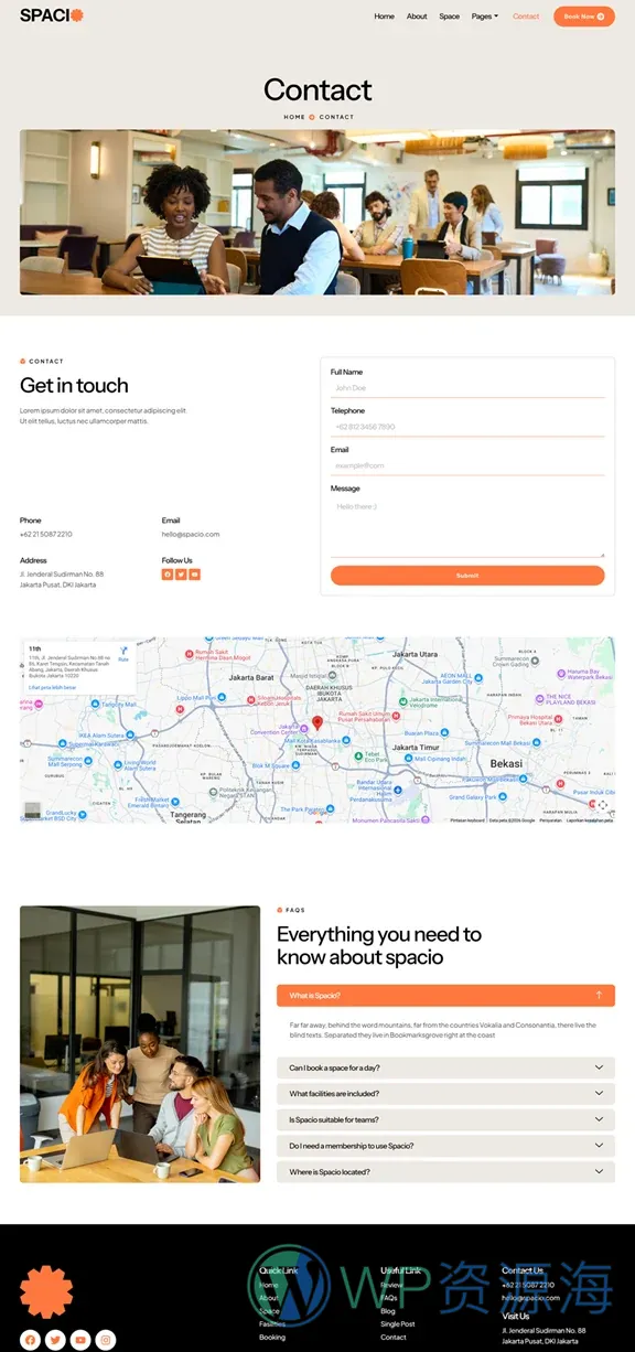 艺术设计Elementor网站模板_一键导入快速建站插图2-WP资源海 艺术/设计 Elementor 模板联系页面预览