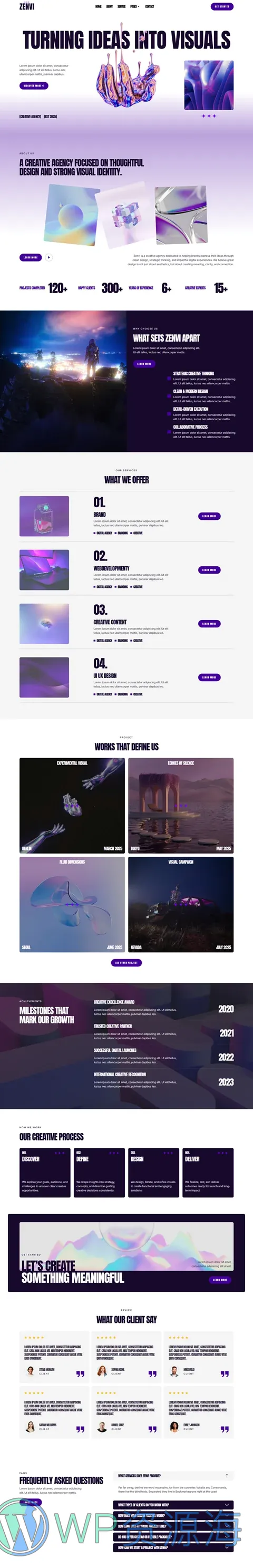 创意机构作品集Elementor网站模板_一键导入快速建站插图1-WP资源海 广告/营销 Elementor 模板首页预览