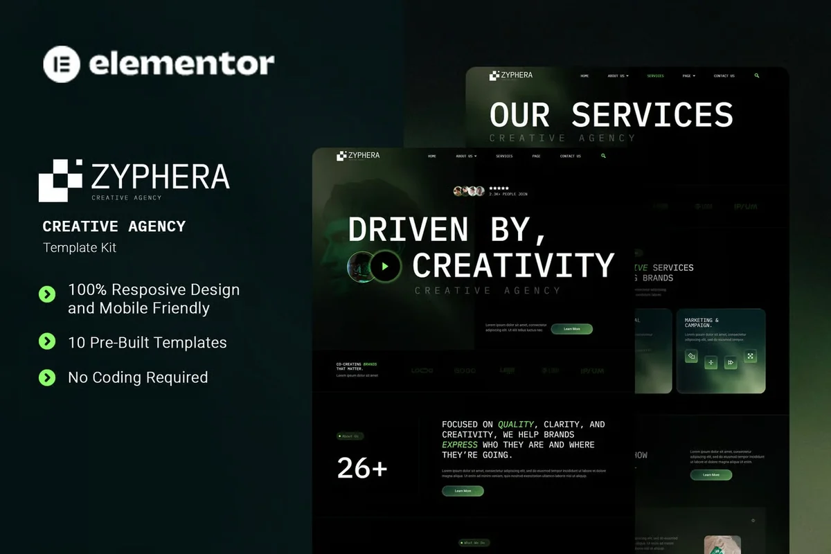 艺术设计Elementor网站模板_一键导入快速建站