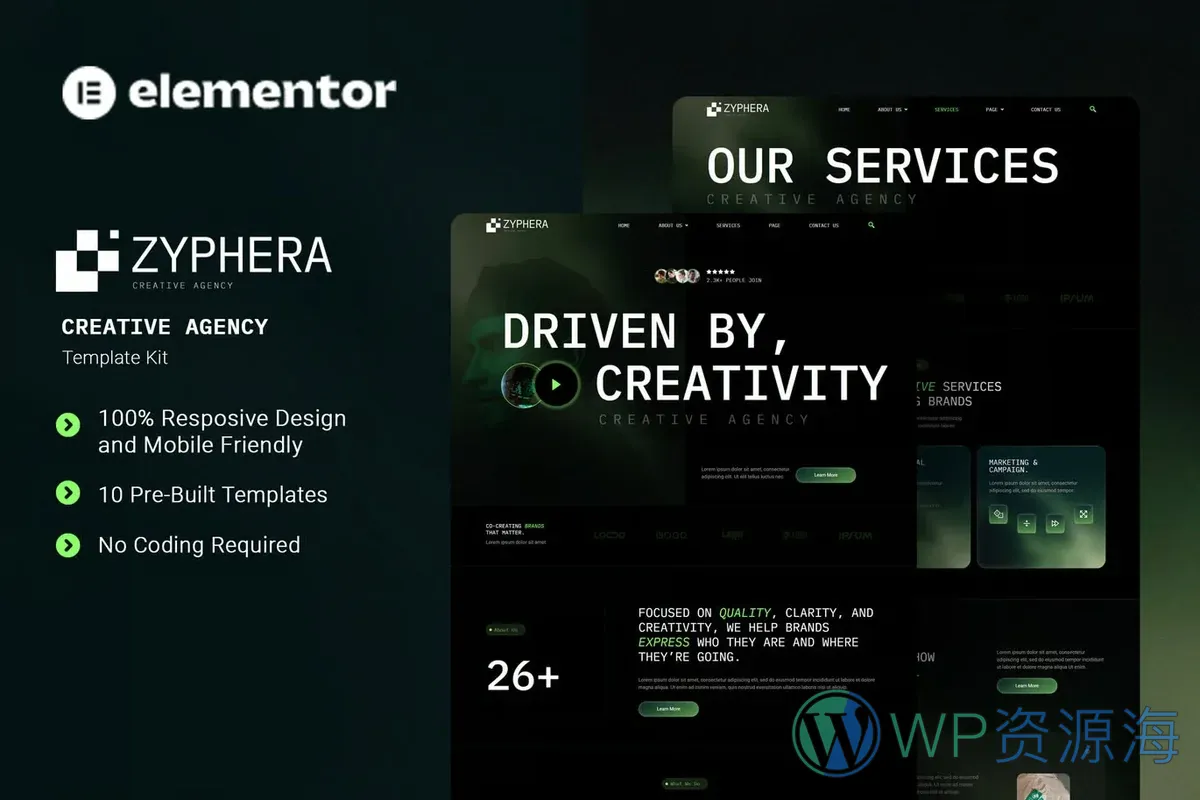 艺术设计Elementor网站模板_一键导入快速建站插图-WP资源海 艺术/设计 Elementor 网站模板封面