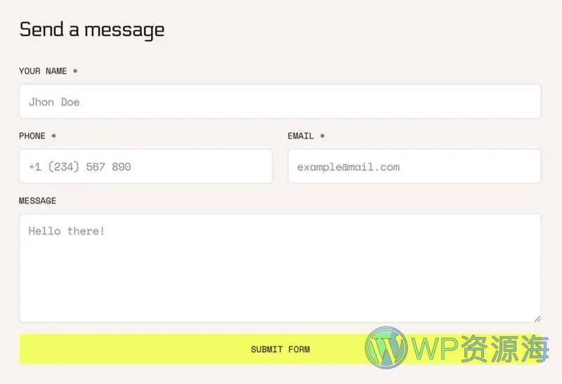 AI自动化机构Elementor网站模板_一键导入快速建站插图2-WP资源海 AI Elementor 模板联系表单预览