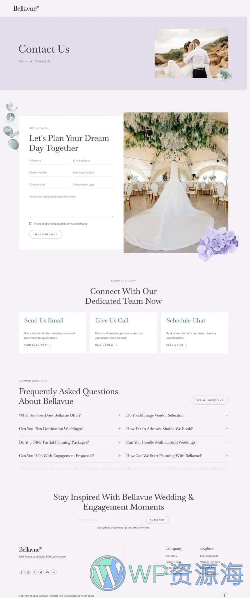 婚礼/婚庆 Elementor 模板联系页面预览