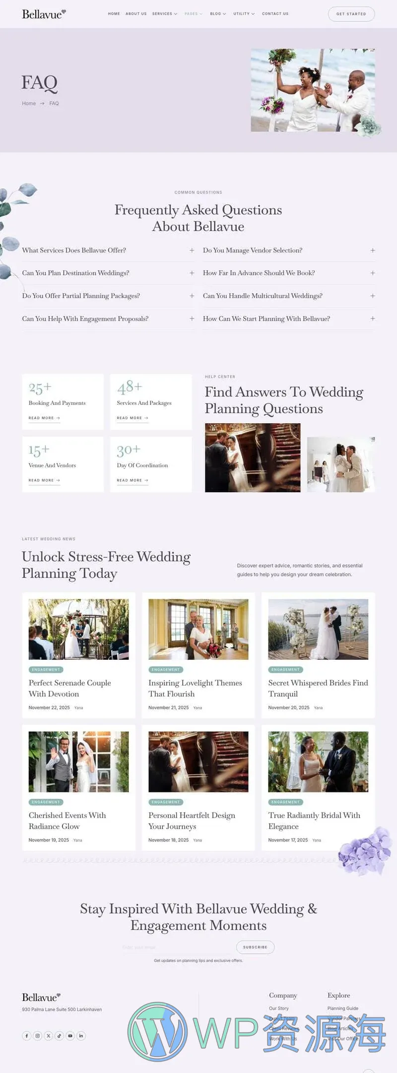 婚礼/婚庆 Elementor 模板常见问题预览