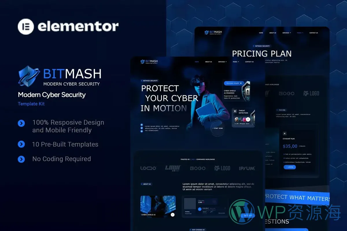 网络安全服务Elementor网站模板_一键导入快速建站插图-WP资源海 IT互联网 Elementor 网站模板封面