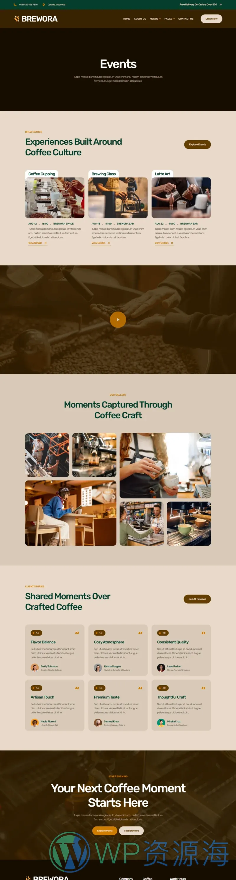 精品咖啡馆Elementor网站模板_一键导入快速建站插图5-WP资源海 餐饮/食品 Elementor 模板活动页面预览