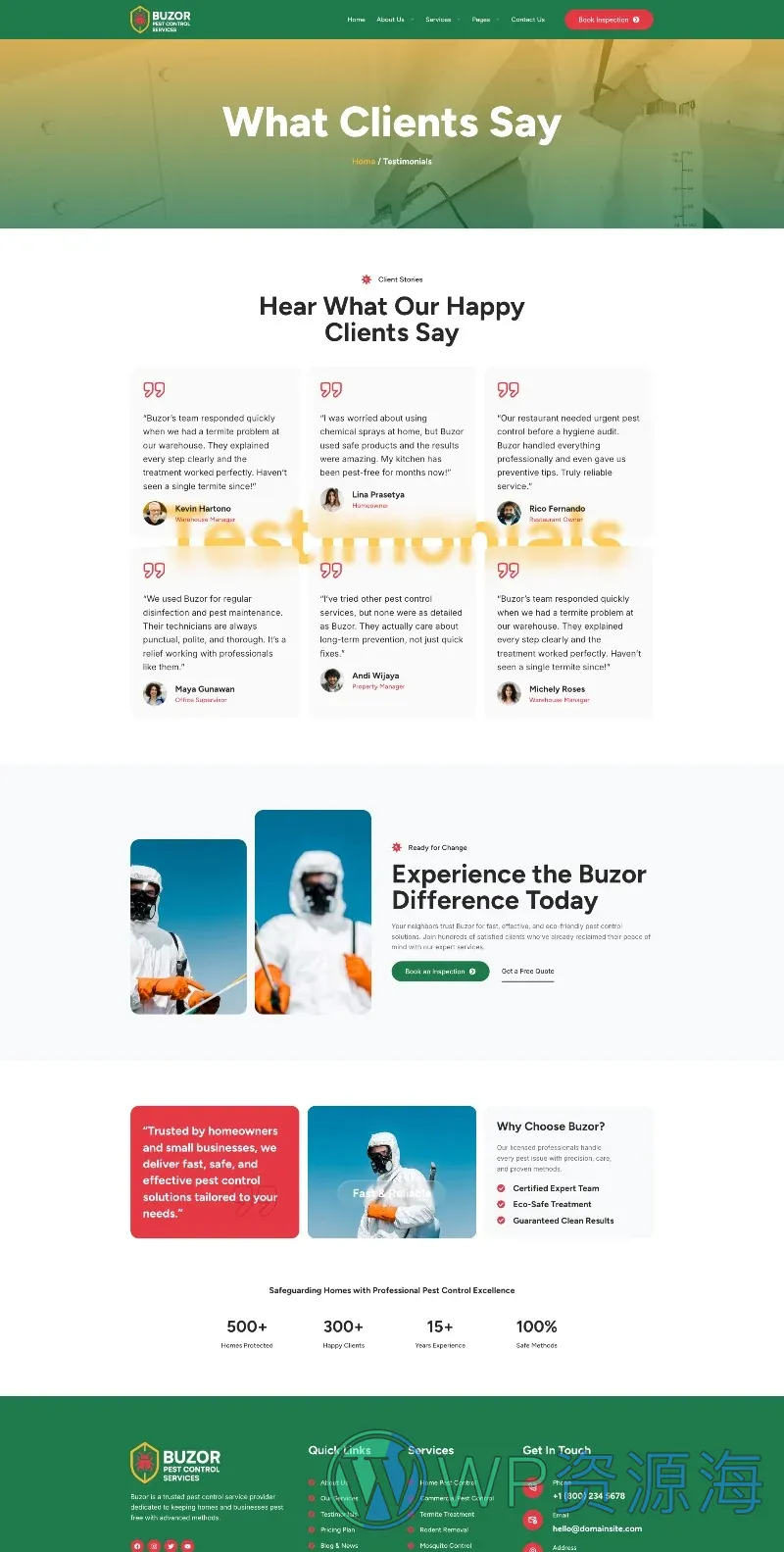 保洁 Elementor 模板客户评价预览