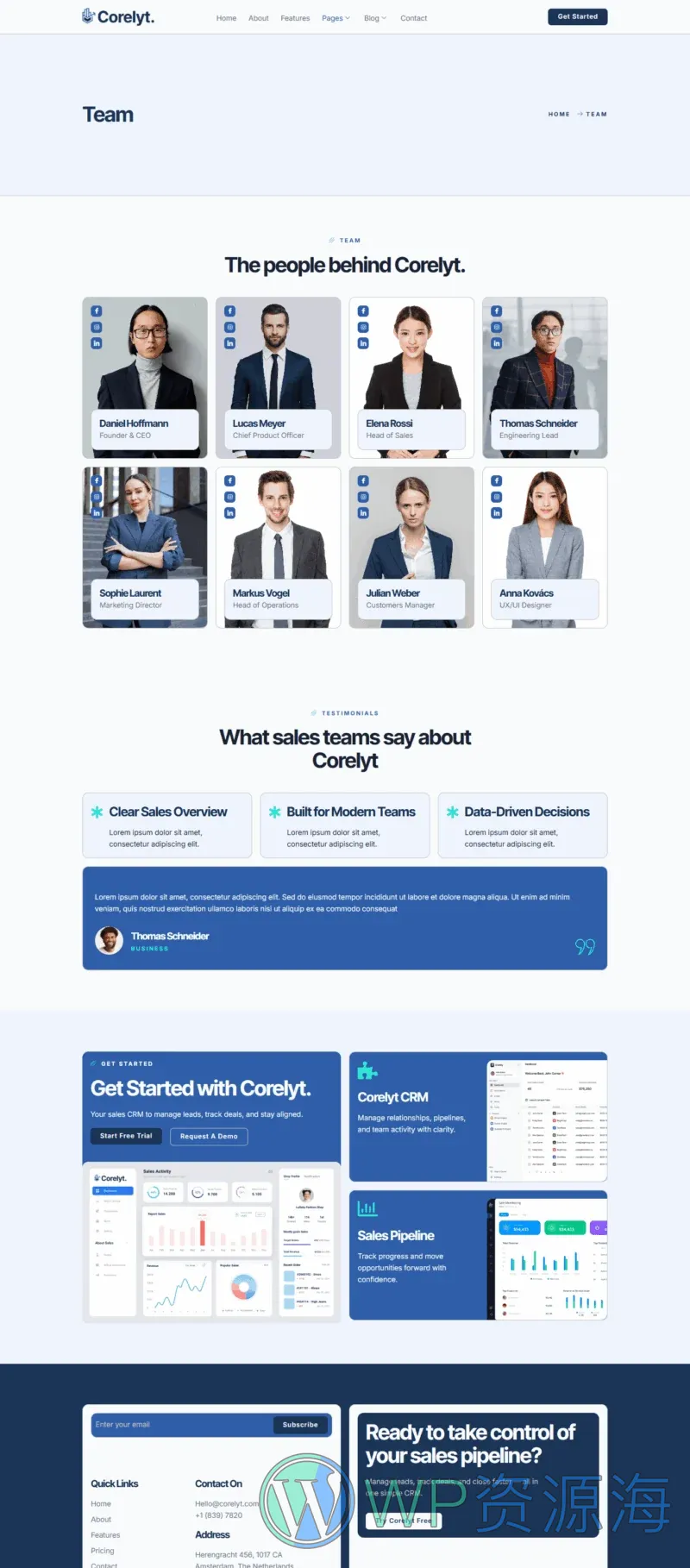 软件/开发 Elementor 模板团队页面预览