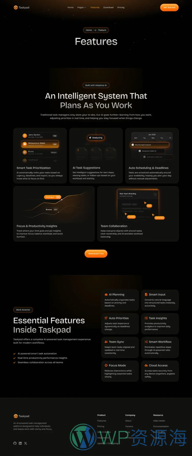AI SaaS 科技初创Elementor网站模板_一键导入快速建站插图2-WP资源海 AI Elementor 模板功能特色预览