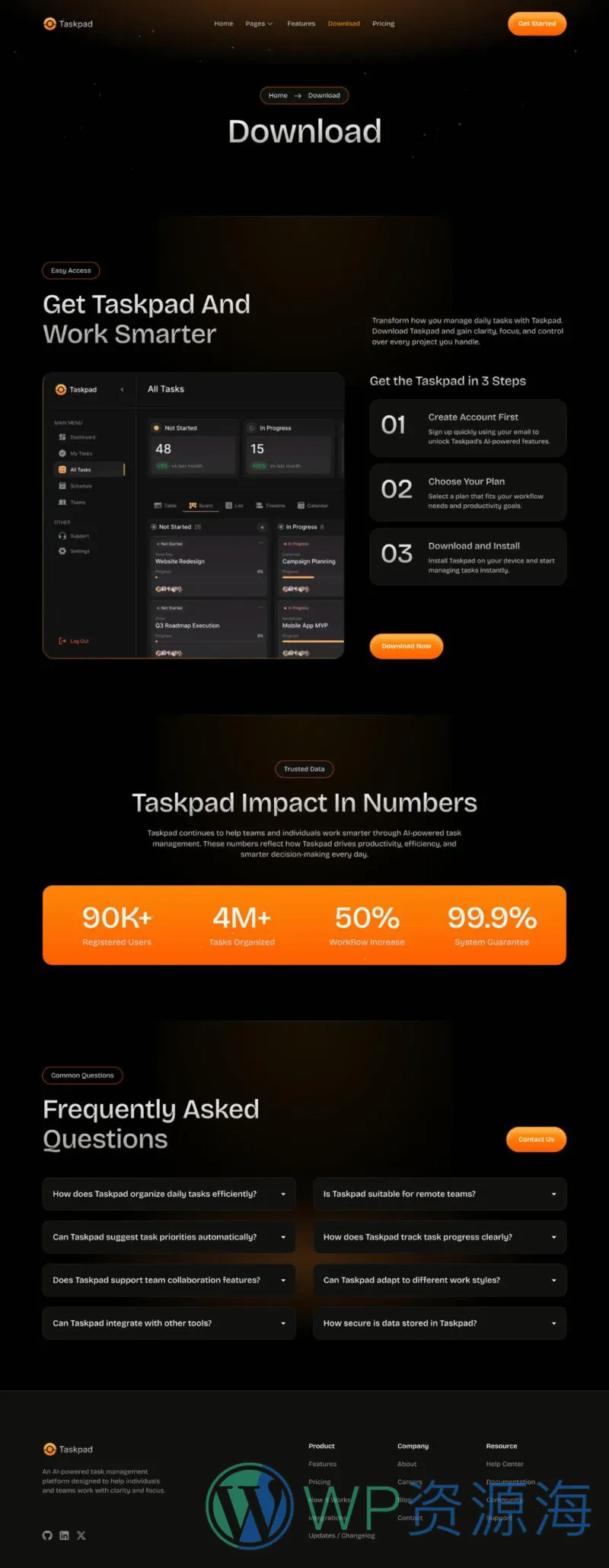 AI SaaS 科技初创Elementor网站模板_一键导入快速建站插图3-WP资源海 AI Elementor 模板下载页面预览