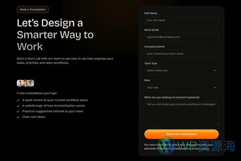 AI SaaS 科技初创Elementor网站模板_一键导入快速建站插图7-WP资源海 AI Elementor 模板表单预览