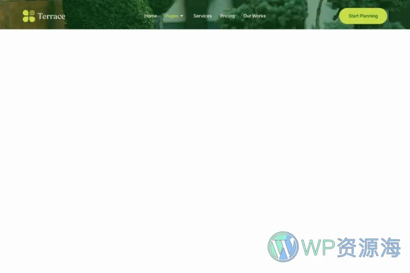 园艺景观服务Elementor网站模板_一键导入快速建站插图6-WP资源海 💐花卉/绿植 Elementor 模板页眉预览