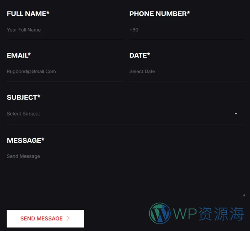 运动社区Elementor网站模板_一键导入快速建站插图7-WP资源海 运动/健身 Elementor 模板联系表单预览