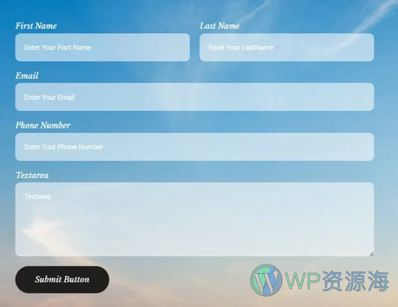 旅行社Elementor网站模板_一键导入快速建站插图7-WP资源海 户外/旅行 Elementor 模板联系表单预览