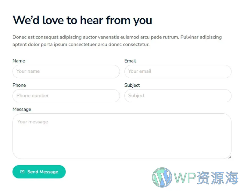牙科与医疗服务Elementor网站模板_一键导入快速建站插图6-WP资源海 健康/医药 Elementor 模板联系表单预览