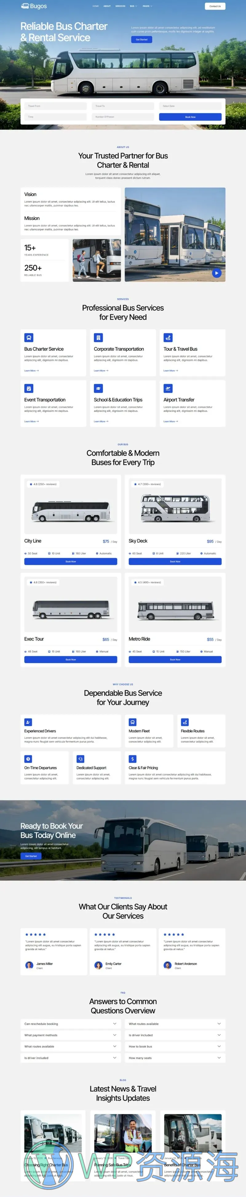 交通工具 Elementor 模板首页预览