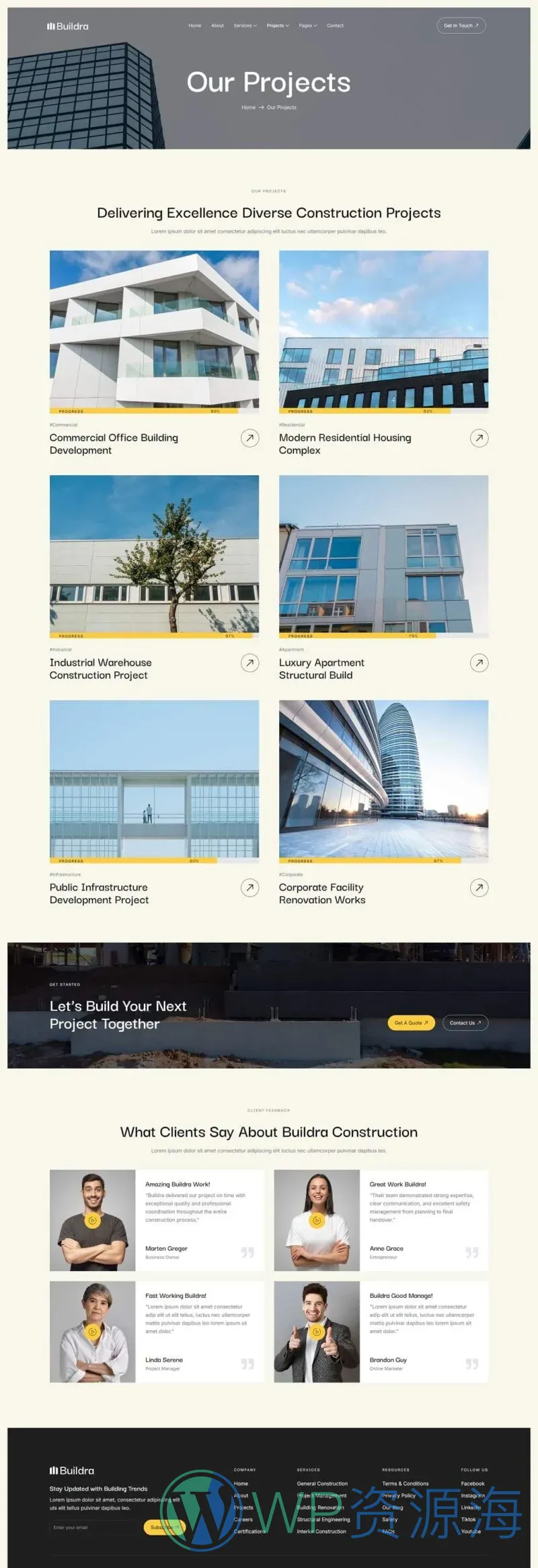 建筑/地产 Elementor 模板项目案例预览