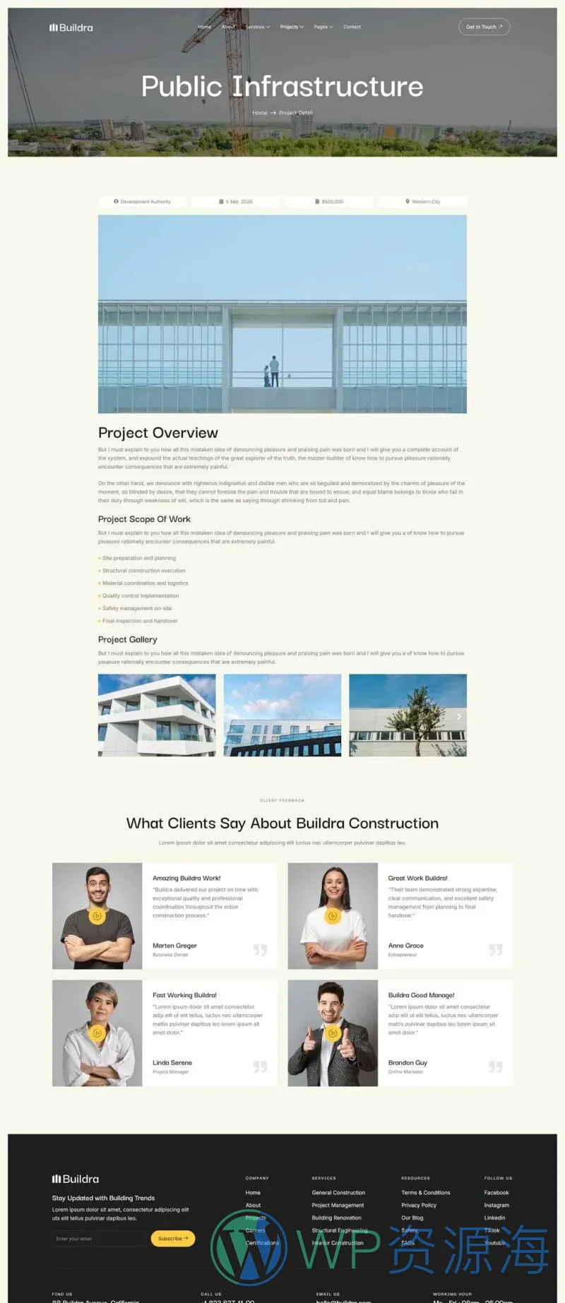 建筑/地产 Elementor 模板项目详情预览