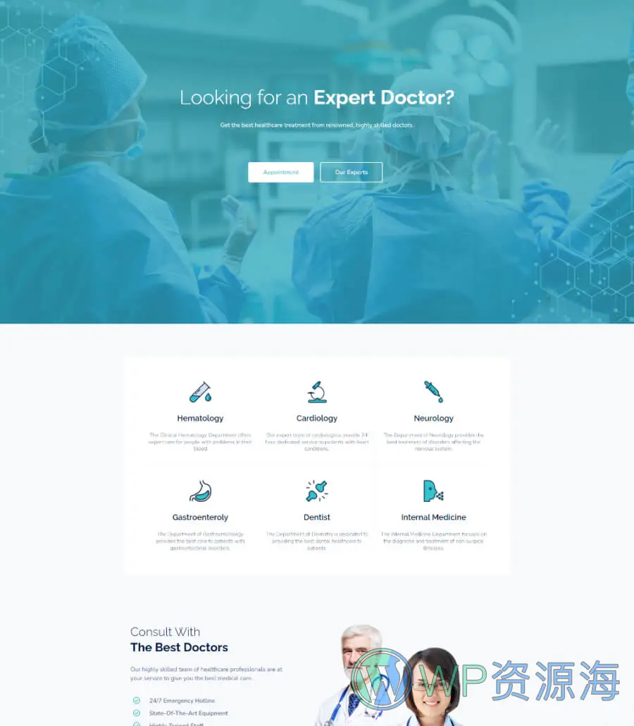 快速建站Gutenberg网站模板_一键导入快速建站插图1-WP资源海 EleHealth Home Page for Gutenberg