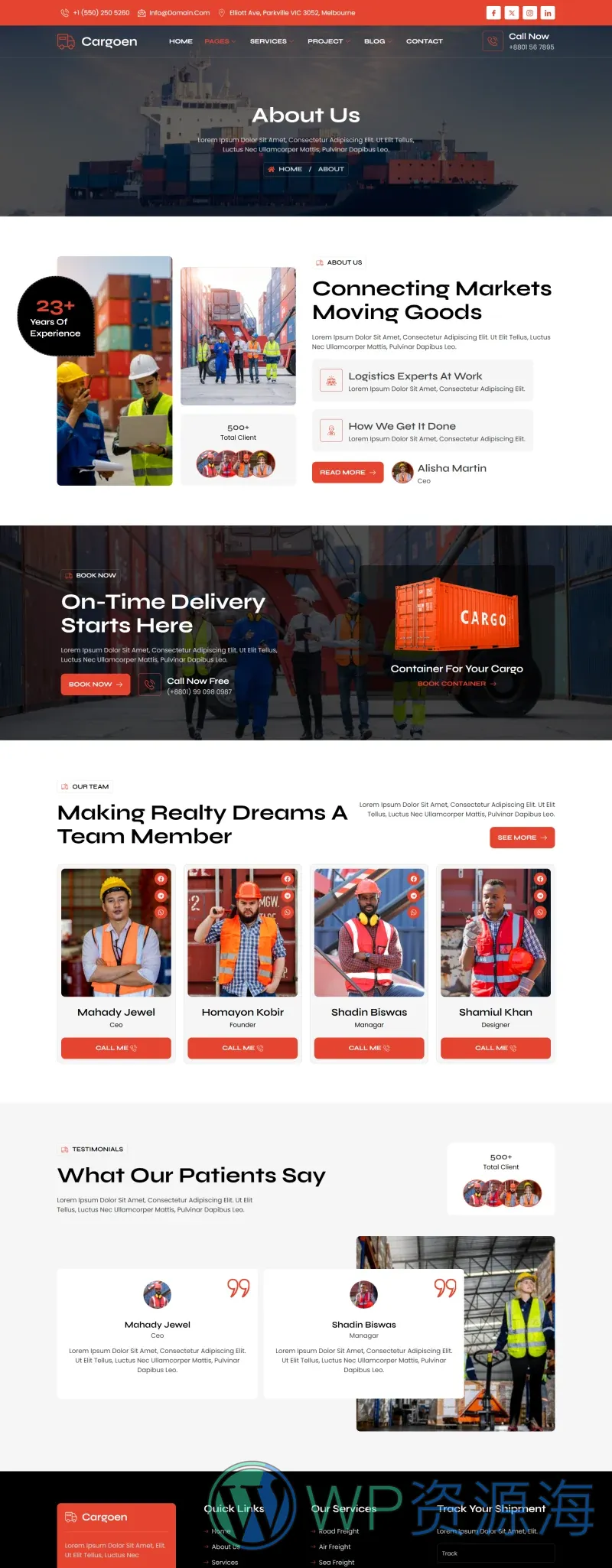 物流运输公司Elementor网站模板_一键导入快速建站插图5-WP资源海 物流/运输 Elementor 模板关于我们预览
