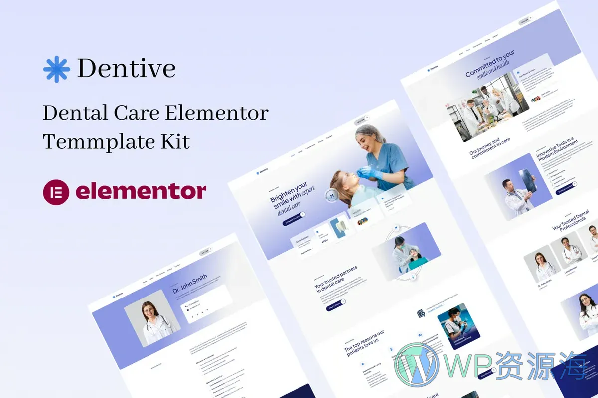 牙科护理Elementor网站模板_一键导入快速建站插图-WP资源海 健康/医药 Elementor 网站模板封面
