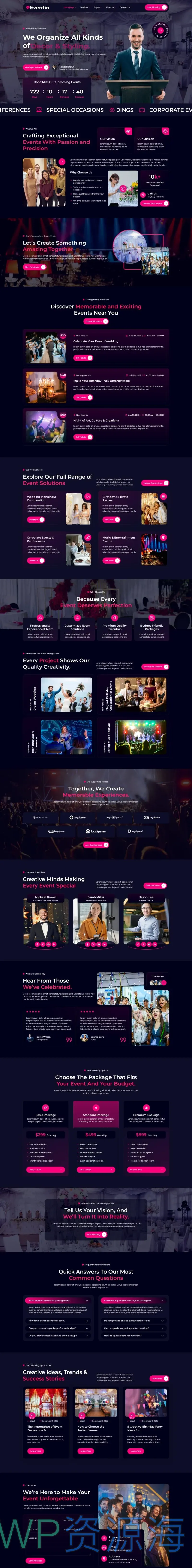 活动策划与组织Elementor网站模板_一键导入快速建站插图2-WP资源海 活动/赛事 Elementor 模板首页预览