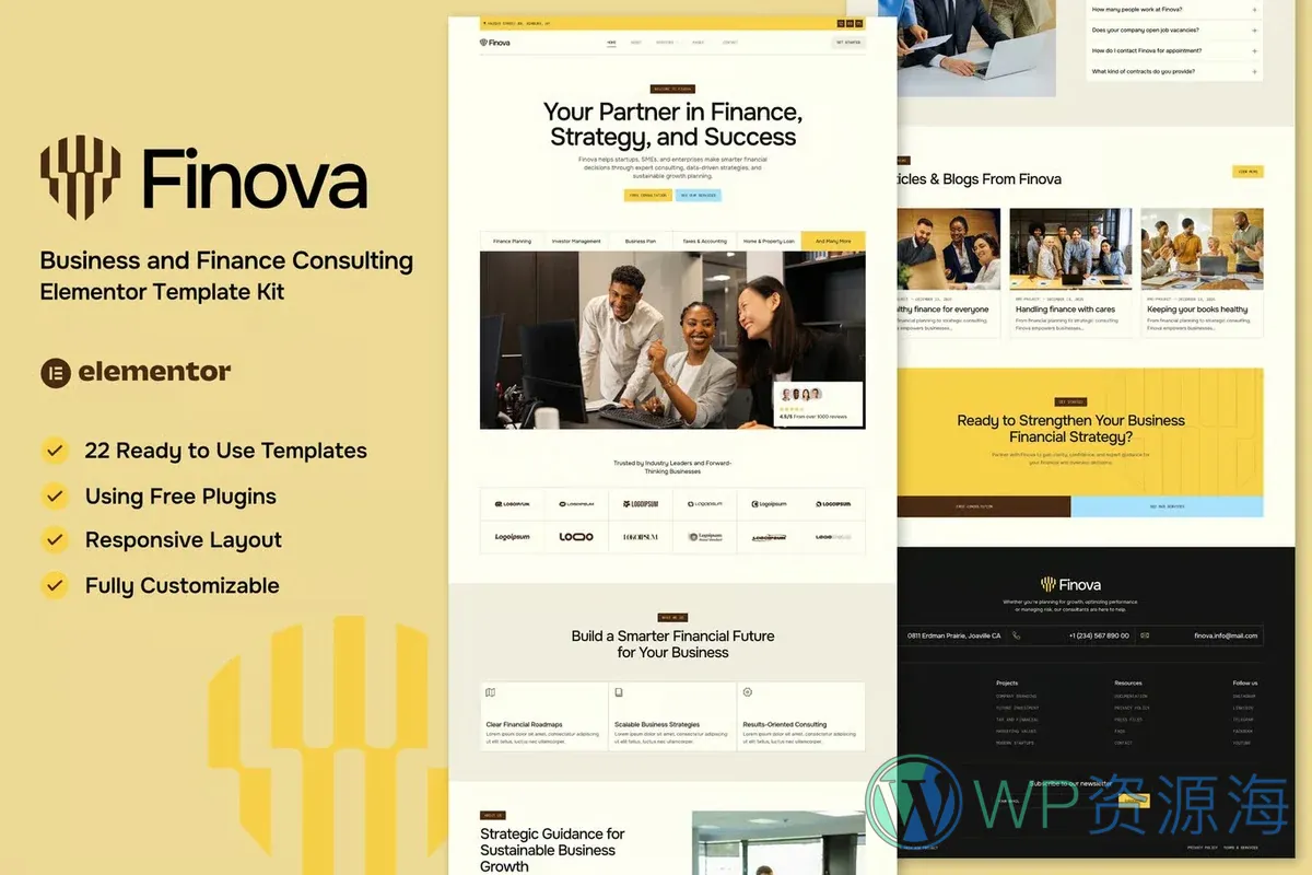 商业与金融咨询Elementor网站模板_一键导入快速建站插图-WP资源海 金融/投资 Elementor 网站模板封面
