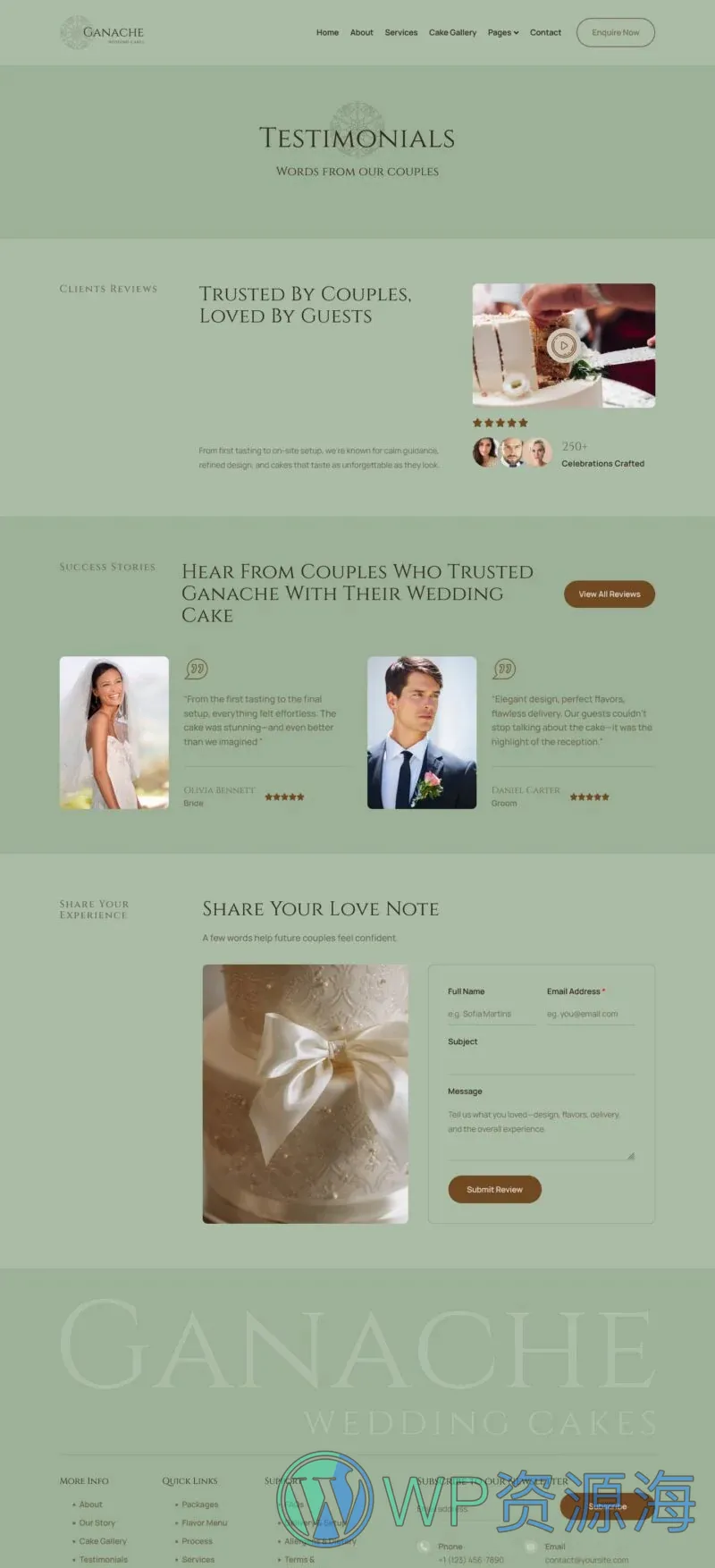 婚礼/婚庆 Elementor 模板客户评价预览