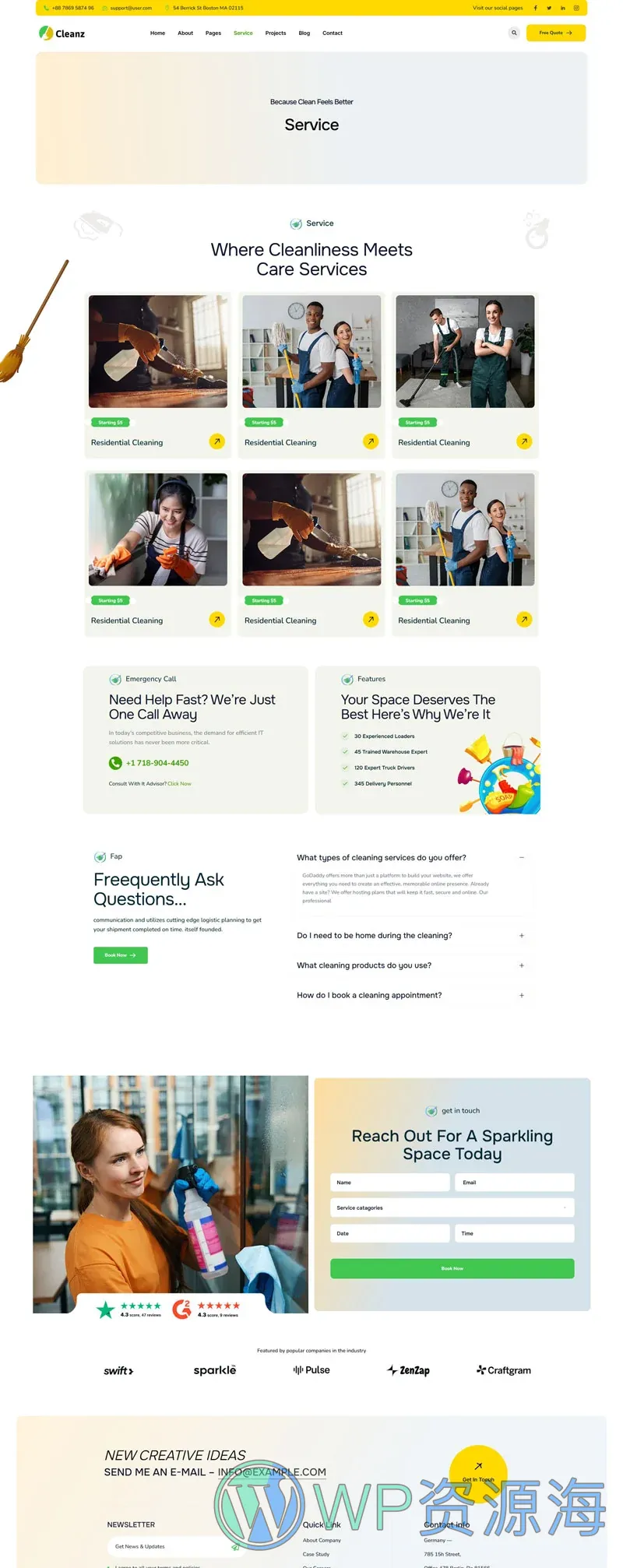 保洁 Elementor 模板服务页面预览