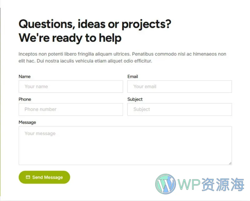 绿色可再生能源Elementor网站模板_一键导入快速建站插图6-WP资源海 工业/工厂 Elementor 模板联系表单预览