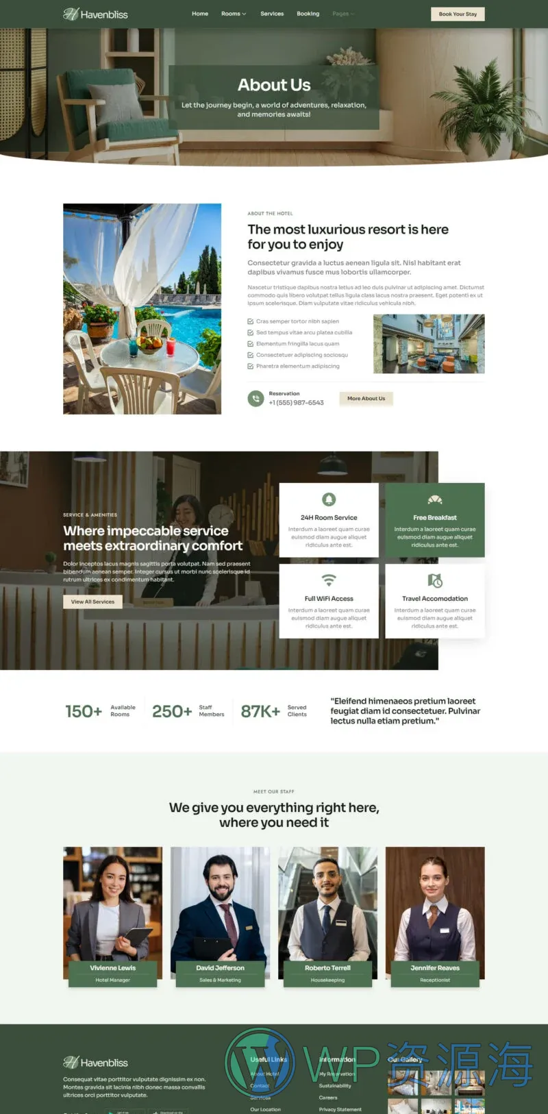 旅馆/酒店 Elementor 模板关于我们预览