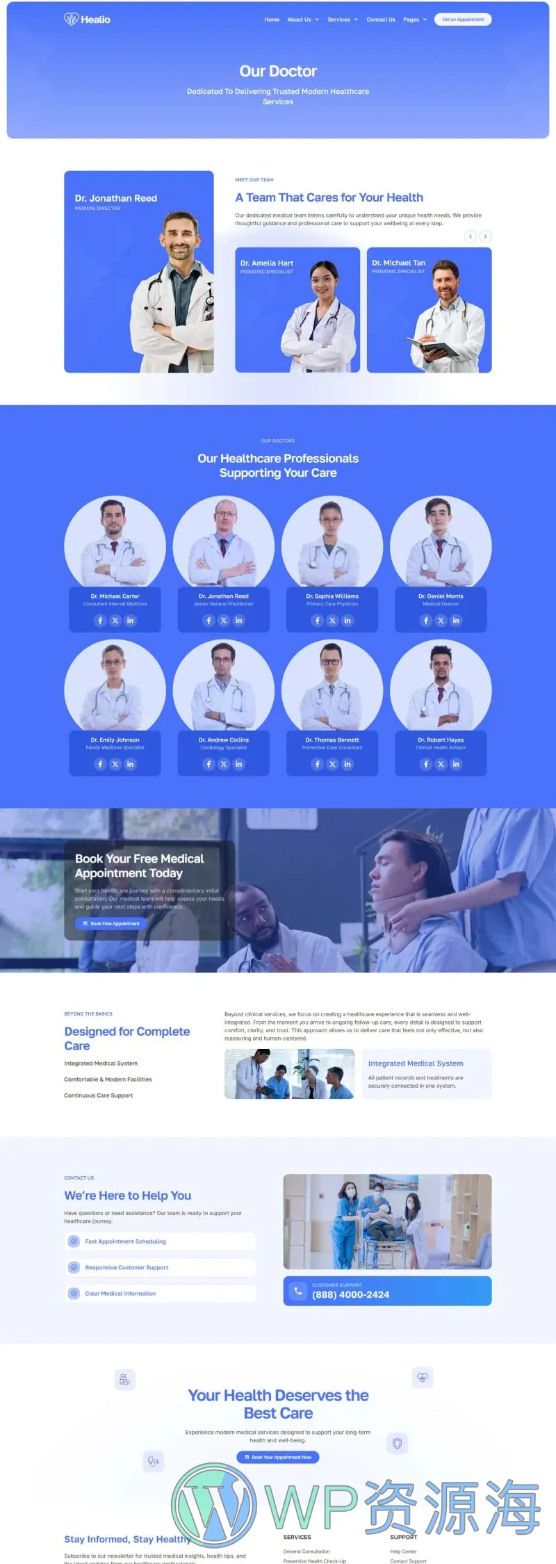 医疗服务机构Elementor网站模板_一键导入快速建站插图3-WP资源海 健康/医药 Elementor 模板医生团队预览