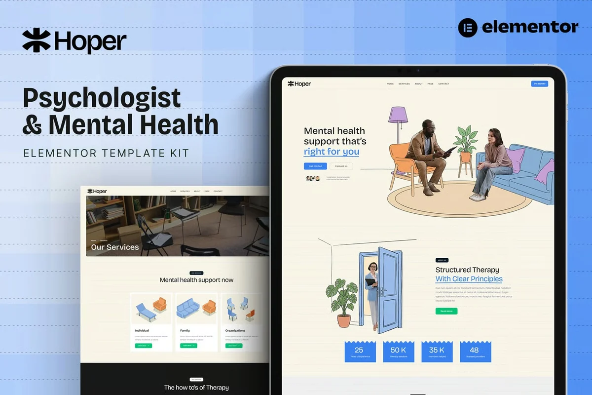 心理咨询师与心理健康机构Elementor网站模板_一键导入快速建站