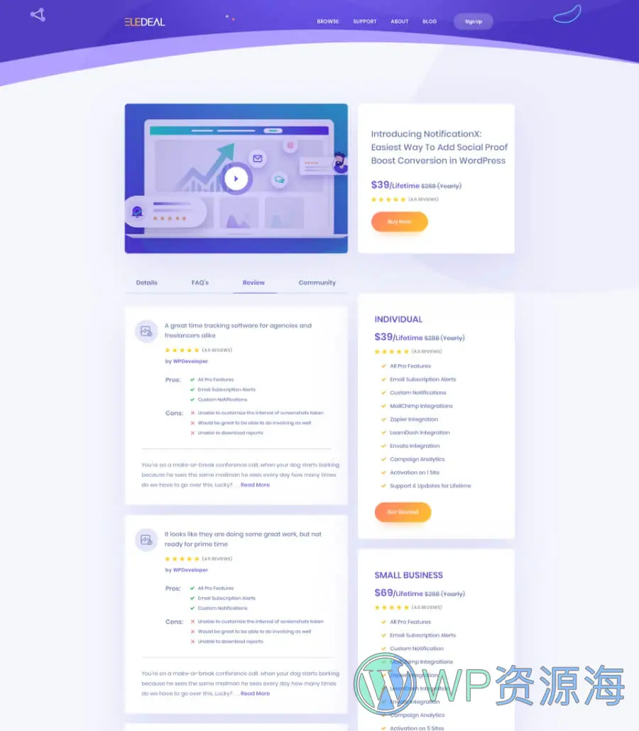 特惠销售Elementor网站模板_一键导入快速建站插图3-WP资源海 EleDeal Template Details Page