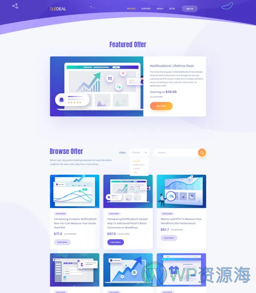 特惠销售Elementor网站模板_一键导入快速建站插图2-WP资源海 EleDeal Template Browse