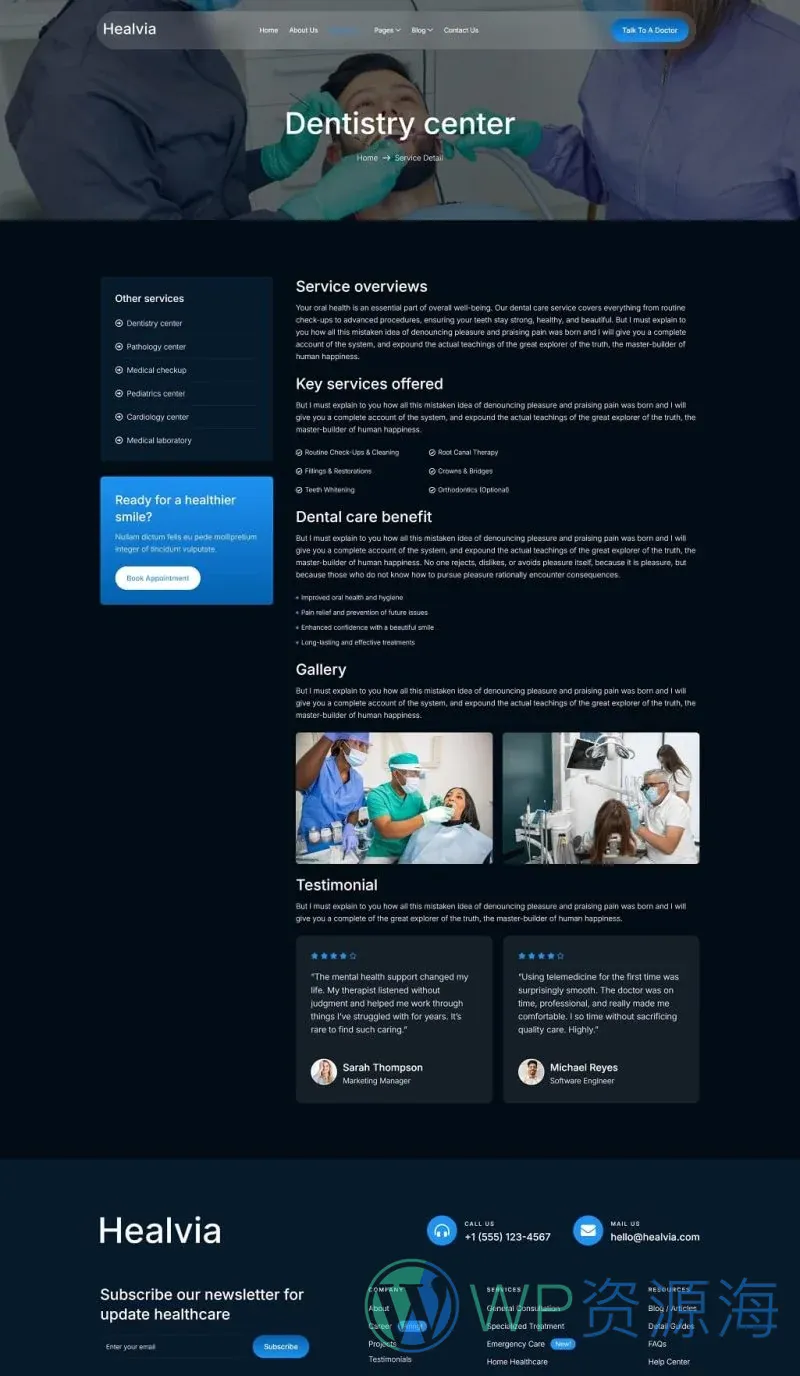 医疗健康服务机构Elementor网站模板_一键导入快速建站插图3-WP资源海 健康/医药 Elementor 模板服务详情预览