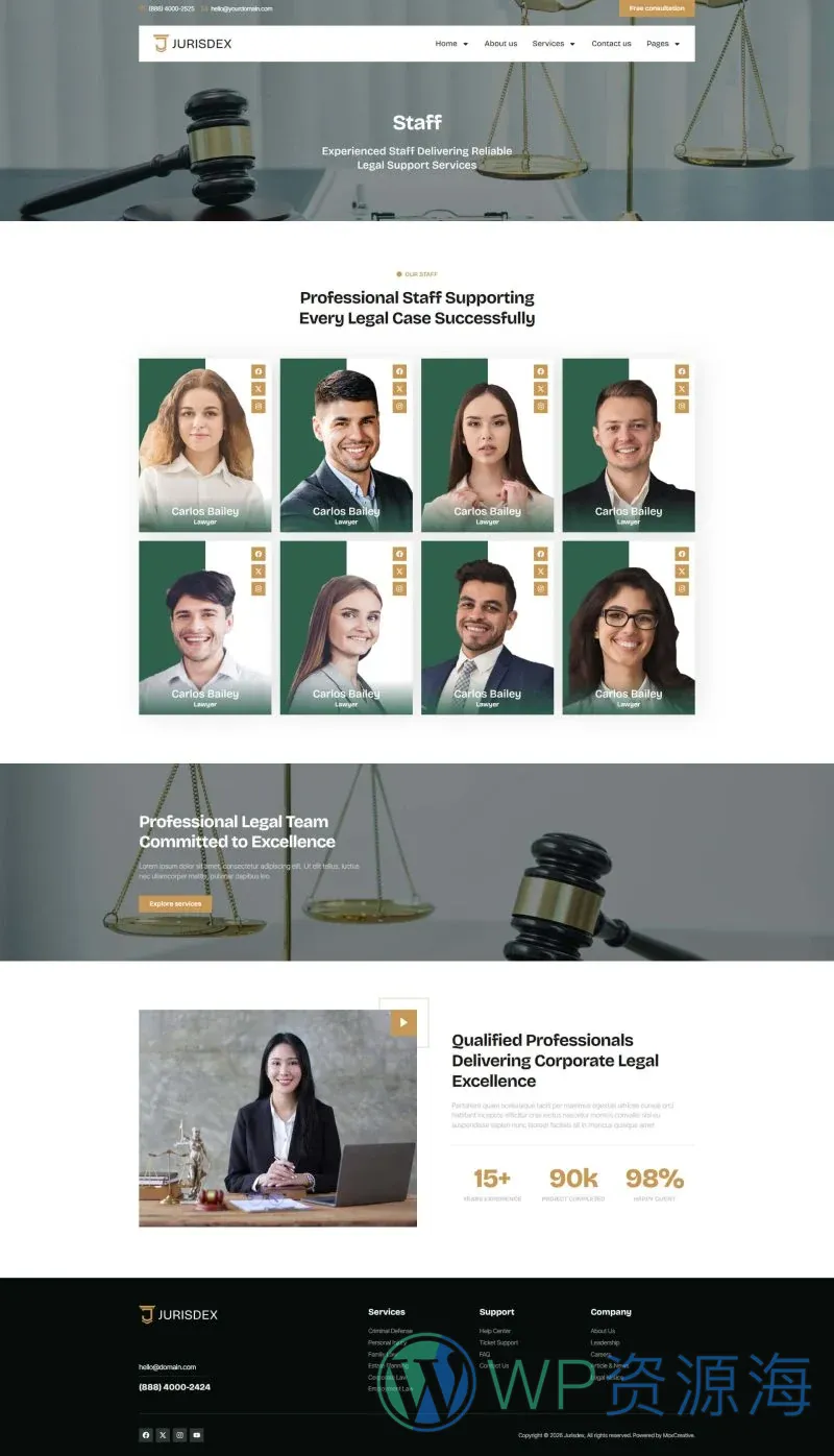 政治/法律 Elementor 模板团队成员预览