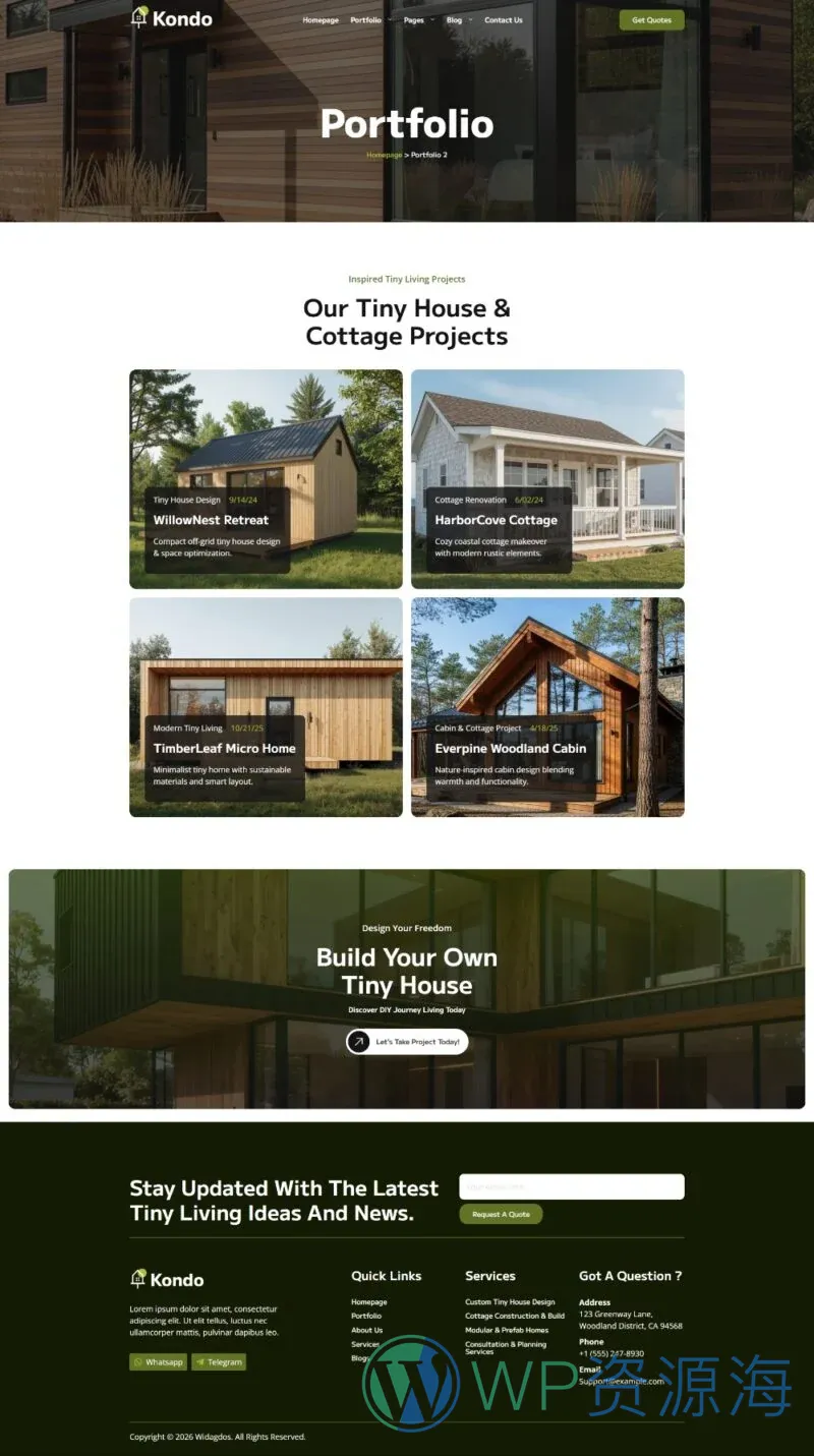 迷你住宅与乡村小屋Elementor网站模板_一键导入快速建站插图3-WP资源海 建筑/地产 Elementor 模板案例页面预览