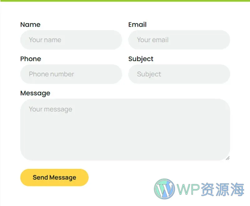 农业 Elementor 模板联系表单预览