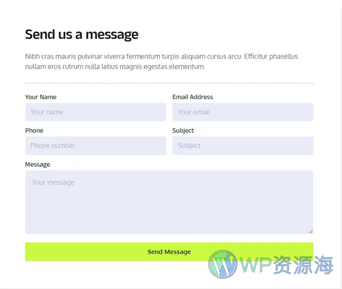 会议活动日程Elementor网站模板_一键导入快速建站插图6-WP资源海 会议/展览 Elementor 模板联系表单预览