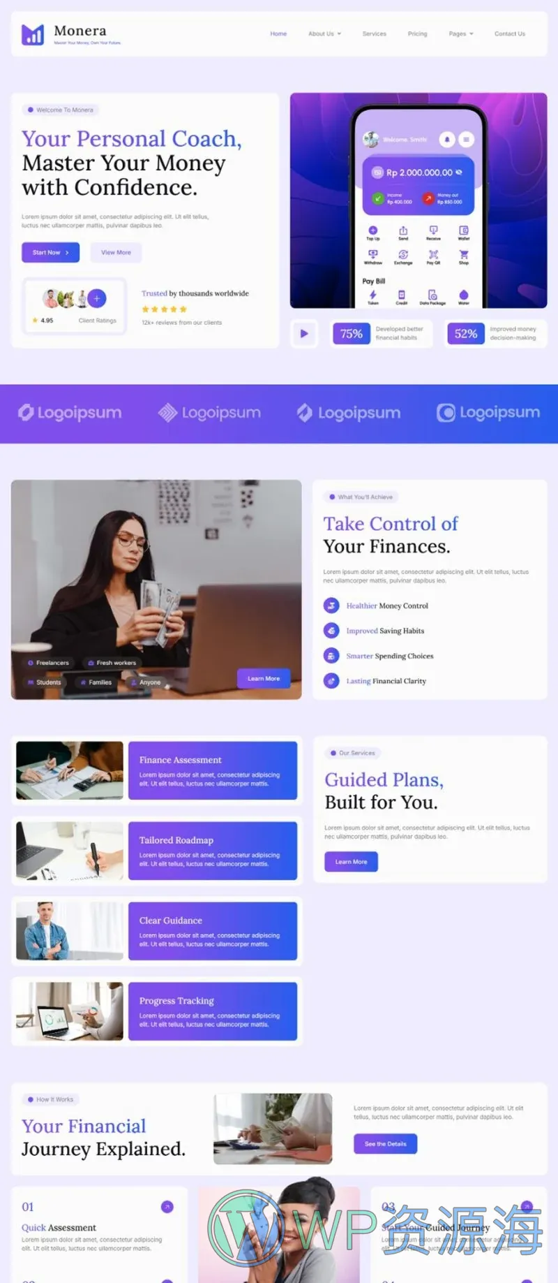 金融/投资 Elementor 模板首页预览