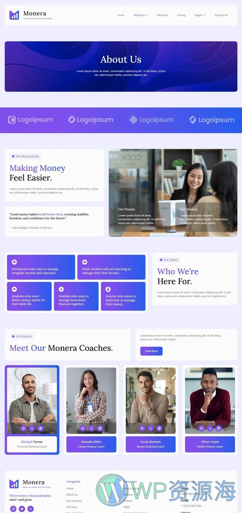金融/投资 Elementor 模板关于我们预览