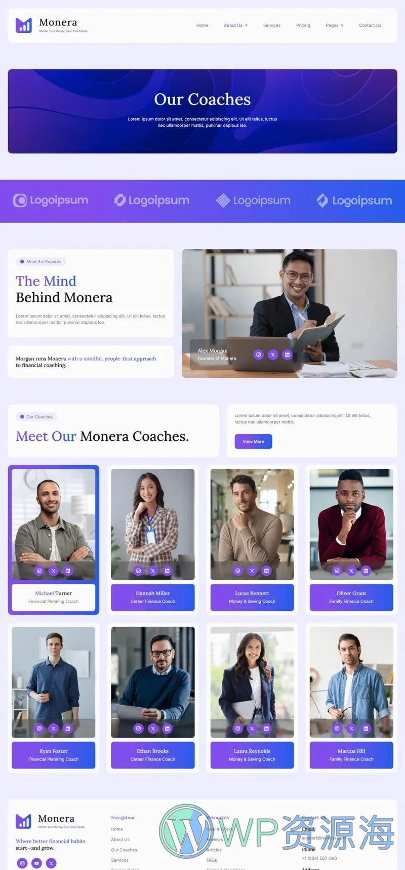 金融/投资 Elementor 模板教练团队预览