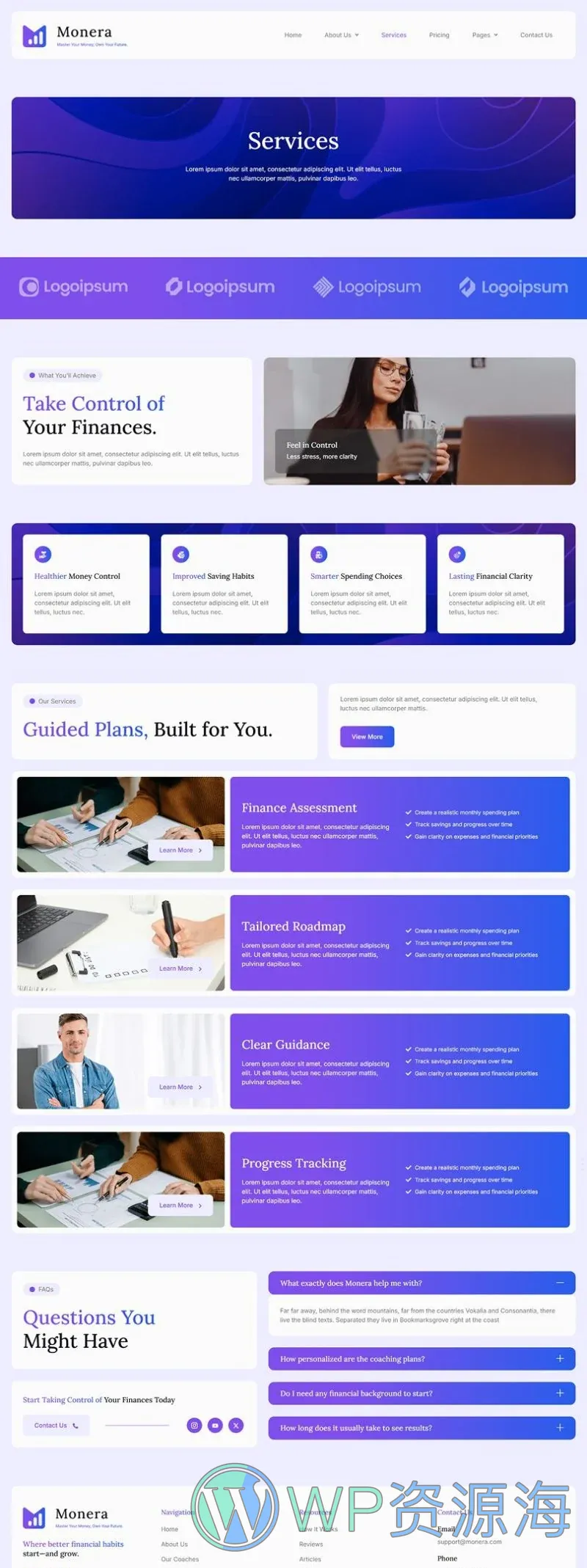 金融/投资 Elementor 模板服务页面预览