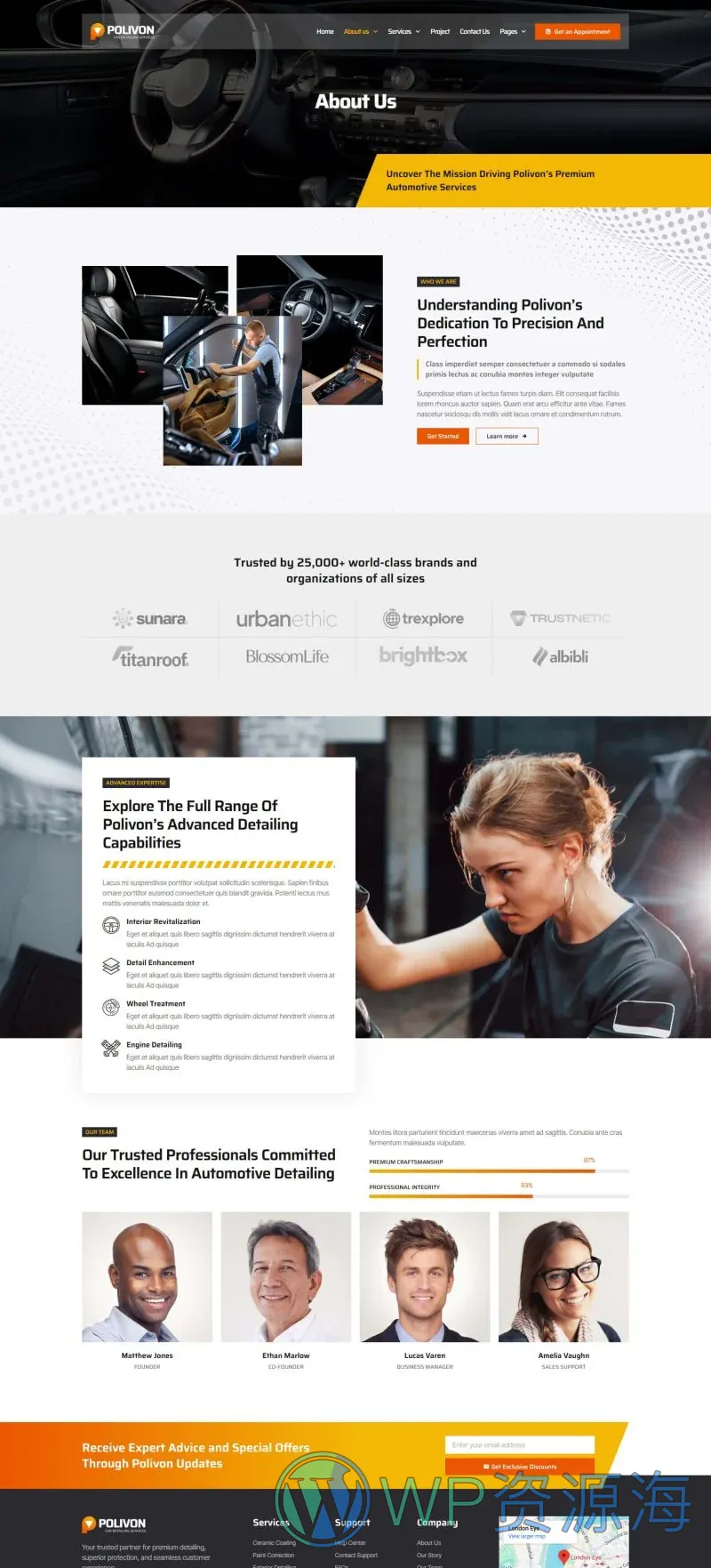 汽车美容维修店Elementor网站模板_一键导入快速建站插图6-WP资源海 维修 Elementor 模板关于我们预览